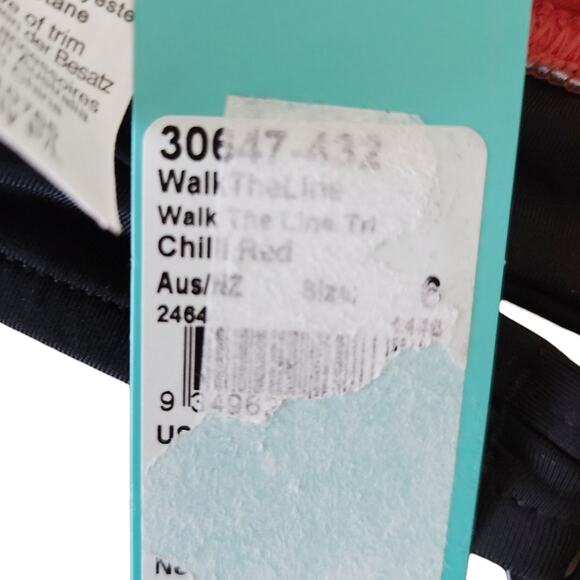 SEAFOLLY Walk The Line tri stripe triangle bikini top in chili red Size 2 NEW - Picture 4 of 6